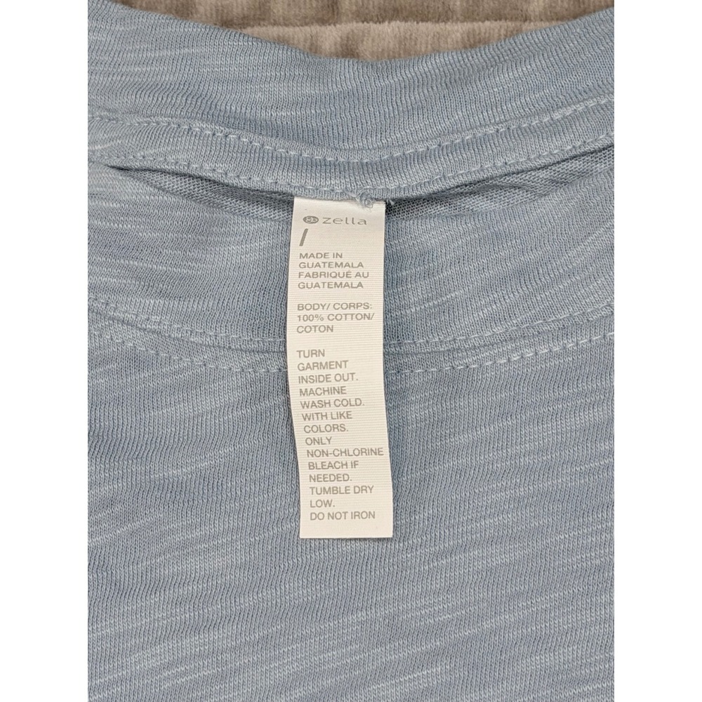 ZELLA Relaxed Washed Long Sleeve Slub Tee with Thumbholes Light Blue Size Large - Picture 4 of 4
